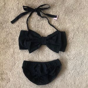 Solid black bow bandeau set